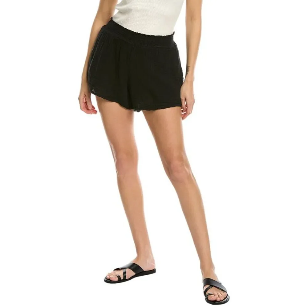 Michael Stars Womens  Peggy Smocked Waist Short, Black